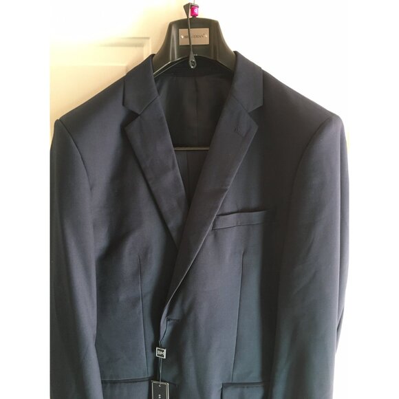 New Mens Braveman 2Pc Suit Slim Fit Untailored Pants Dark Navy Size 42Lx36W - Picture 4 of 9